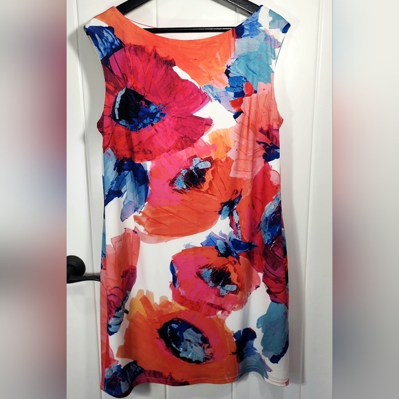 Trina Turk Felana Floral Watercolor Sleeveless Lined Jersey Dress - Picture 1 of 8